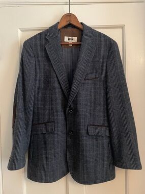 Joseph Abboud Tweed Wool Blend Plaid Elbow Patch Blazer Sports Jacket | Size S